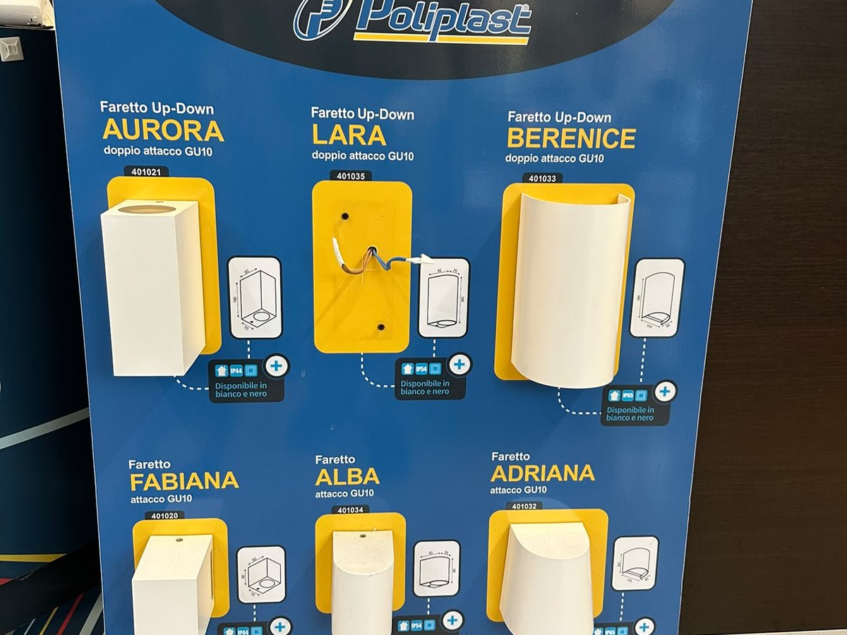 Espositore di faretti in negozio